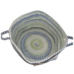 L.L. Bean Blue Multi Braided Handcrafted Chenille Basket Made In USA